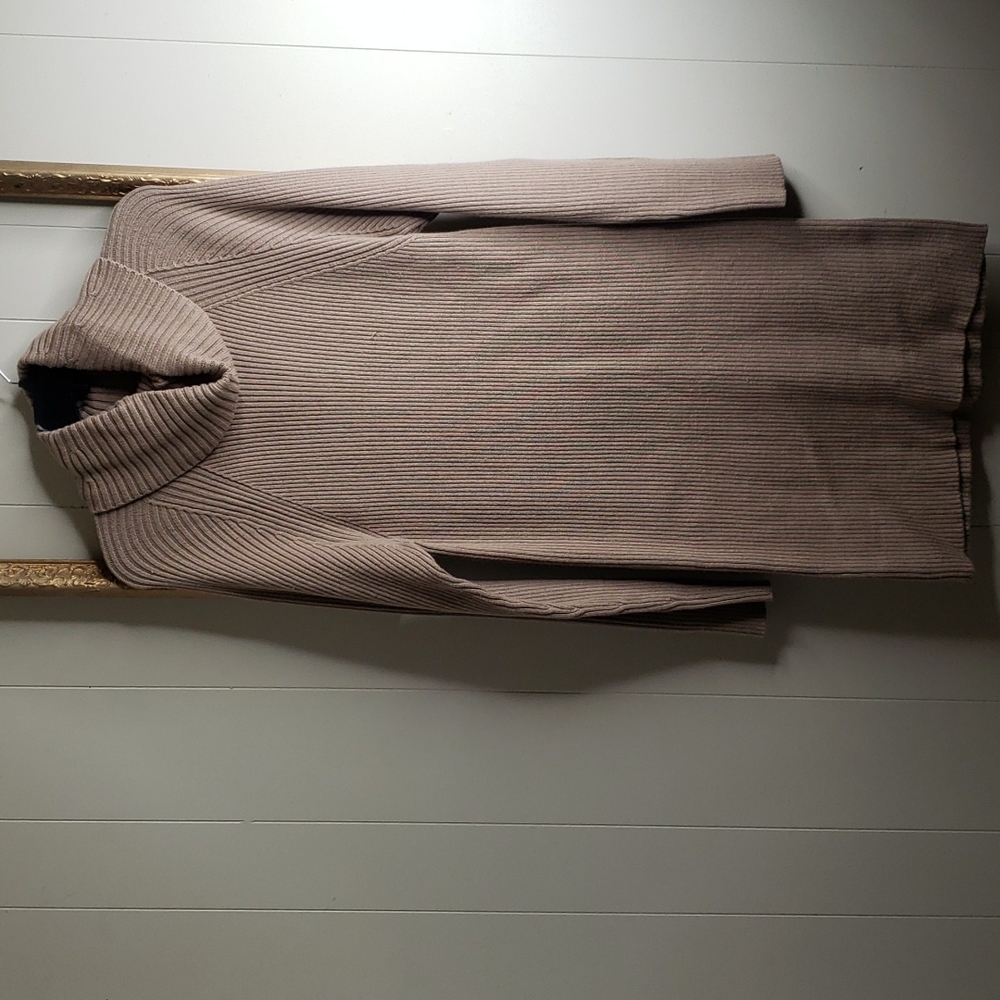 French Connection Bodycon Ribbed Sweater Dress Turtleneck Camel Mel